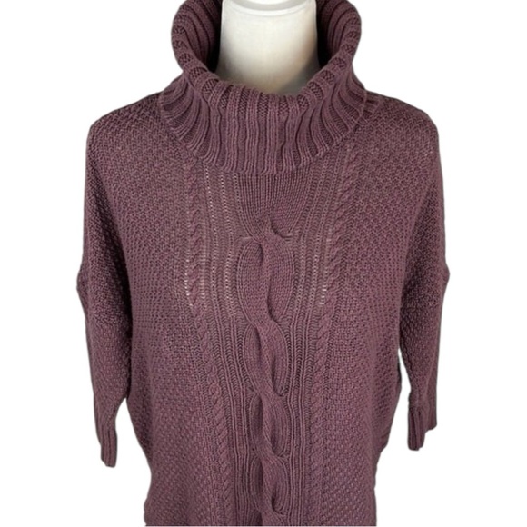 Express Purple Turtleneck Cable Knit Sweater Size S/P - Picture 2 of 8